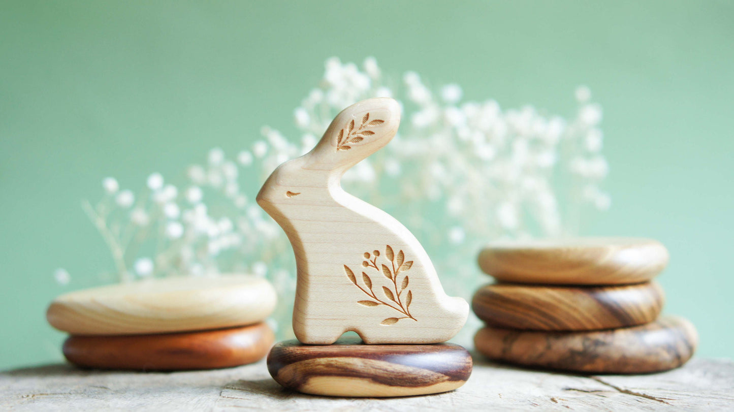 Bunny wooden figurine - Wooden rabbit figurine - Wooden figurine nursery decor - Made in the U.S.A