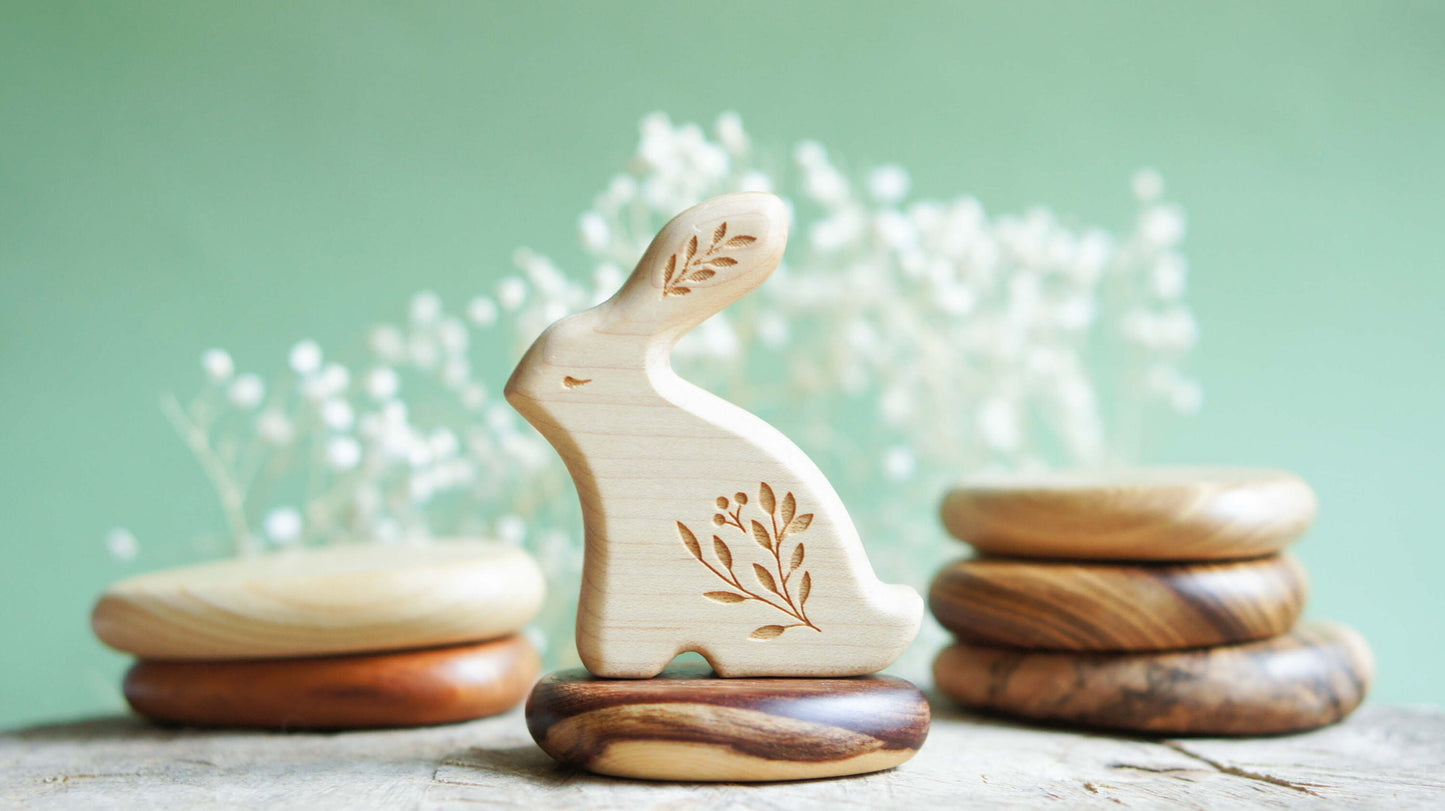 Bunny wooden figurine - Wooden rabbit figurine - Wooden figurine nursery decor - Made in the U.S.A