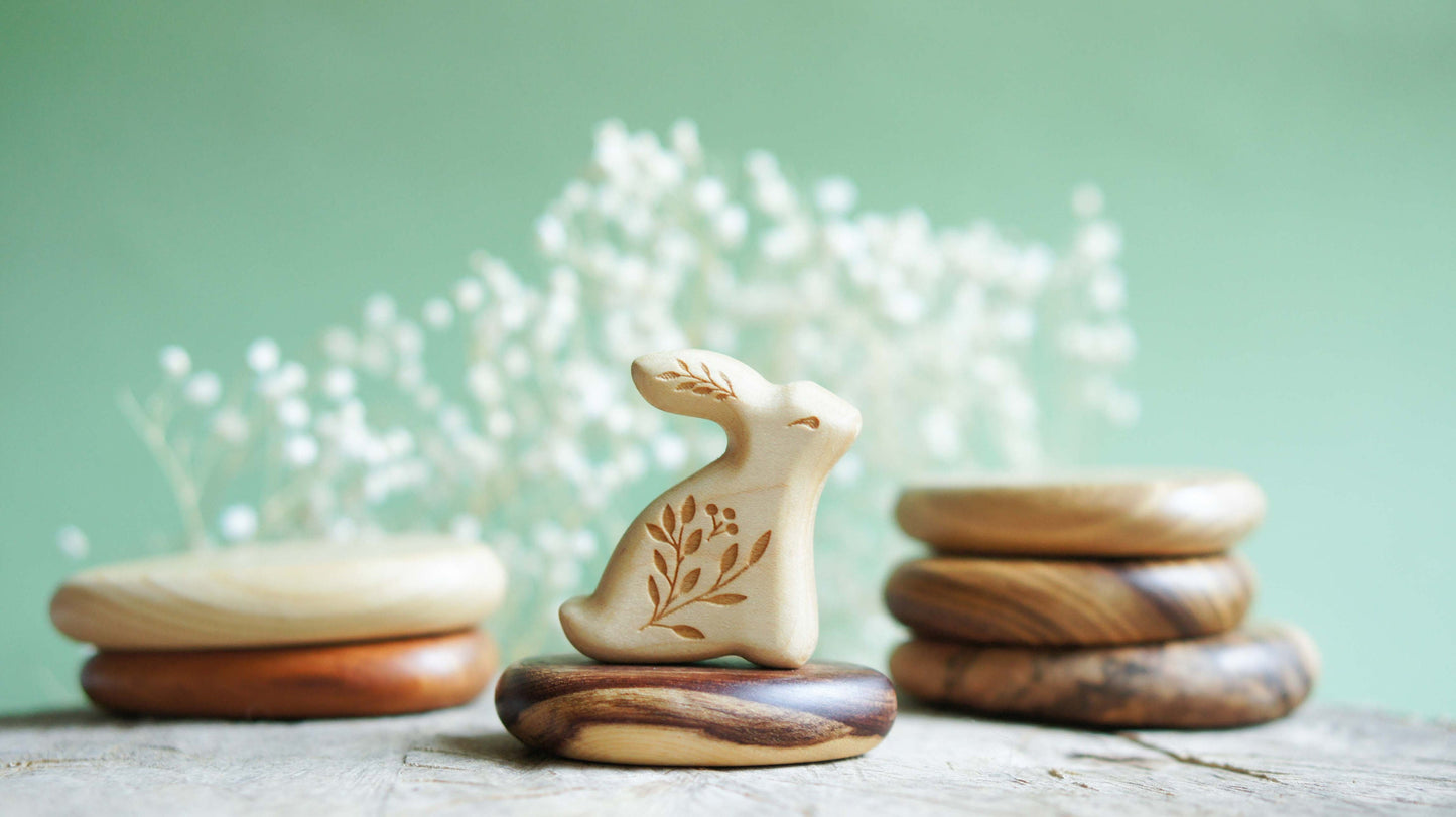 Bunny wooden figurine - wooden rabbit figurine - Wooden figurine nursery decor - Made in the U.S.A