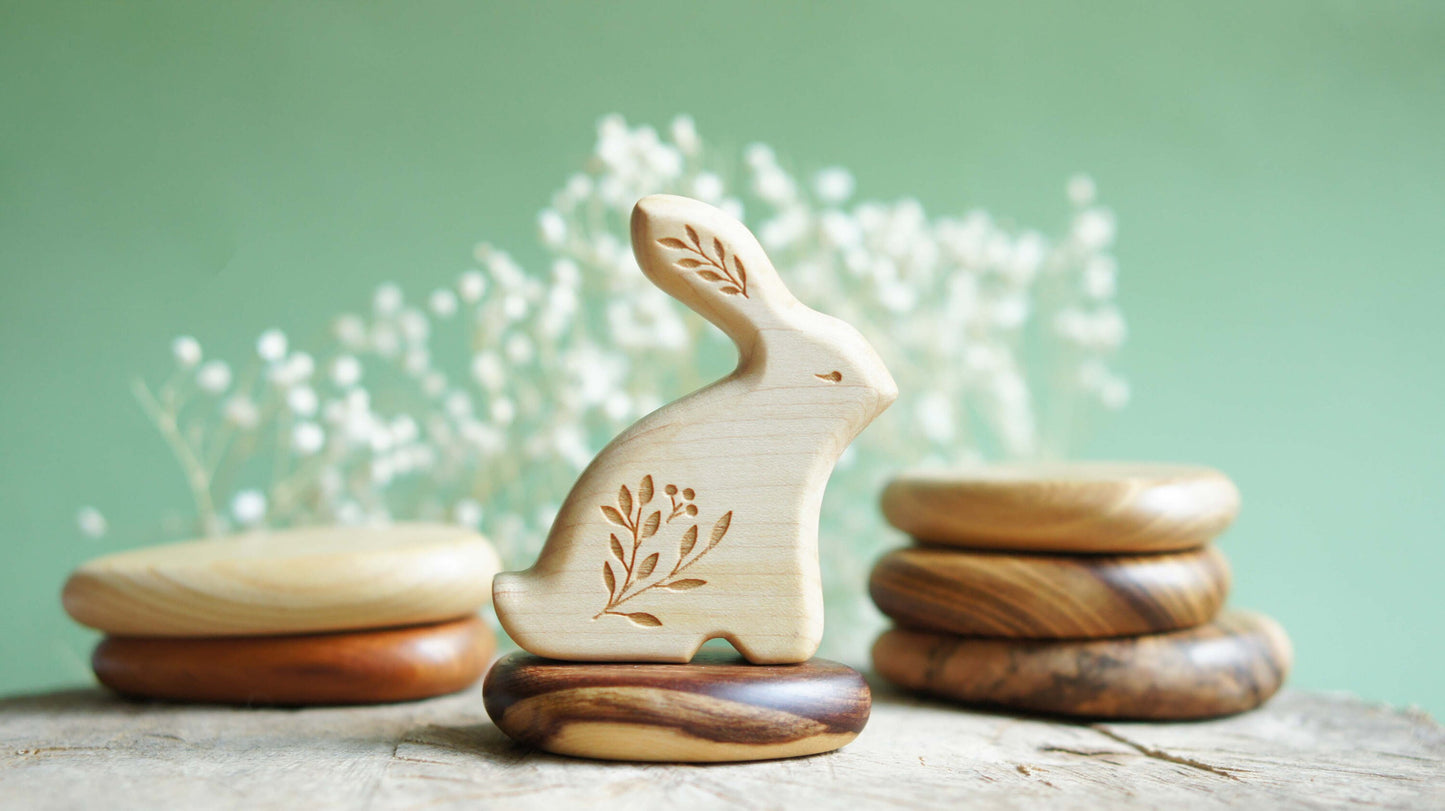 Bunny wooden figurine - Wooden rabbit figurine - Wooden figurine nursery decor - Made in the U.S.A