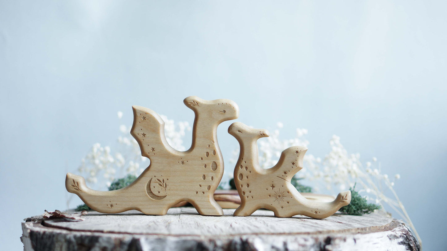 Wooden dragon set figurine (2 pcs) - Waldorf animal figurine - Wooden animal figurine - Wooden figurine nursery decor - Made in the U.S.A