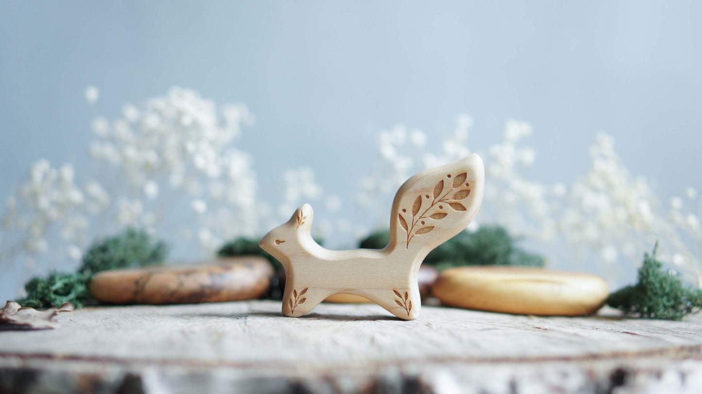Squirrel wooden figurine - wooden squirrel figurine - Wooden figurine nursery decor - Made in the U.S.A