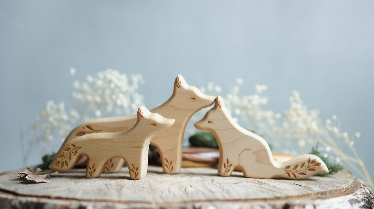 Wooden Fox Figurine - Wild Forest Animals - Montessori figurine - Wooden figurine nursery decor - Made in the U.S.A