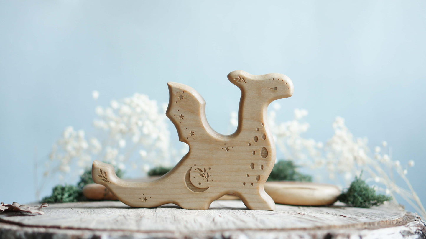 Wooden dragon set figurine (2 pcs) - Waldorf animal figurine - Wooden animal figurine - Wooden figurine nursery decor - Made in the U.S.A