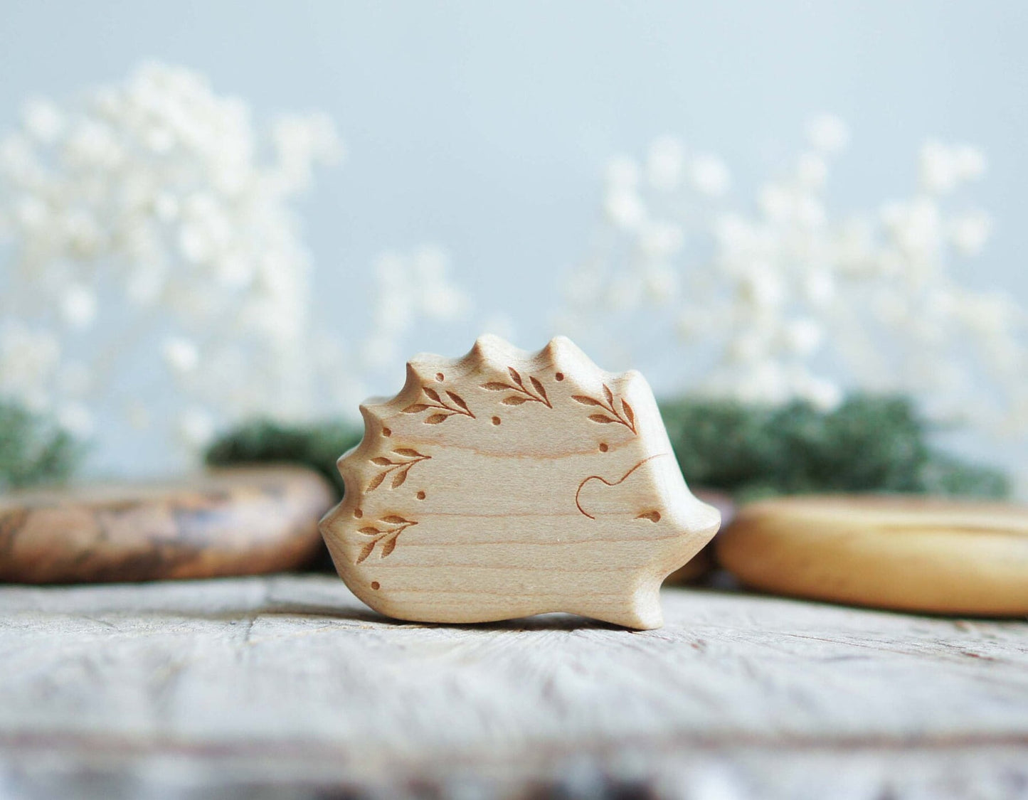 Hedgehog Wooden figurine set (3pcs) - Waldorf wooden figurine - Forest animals figurines - Wooden figurine nursery decor - Made in the U.S.A
