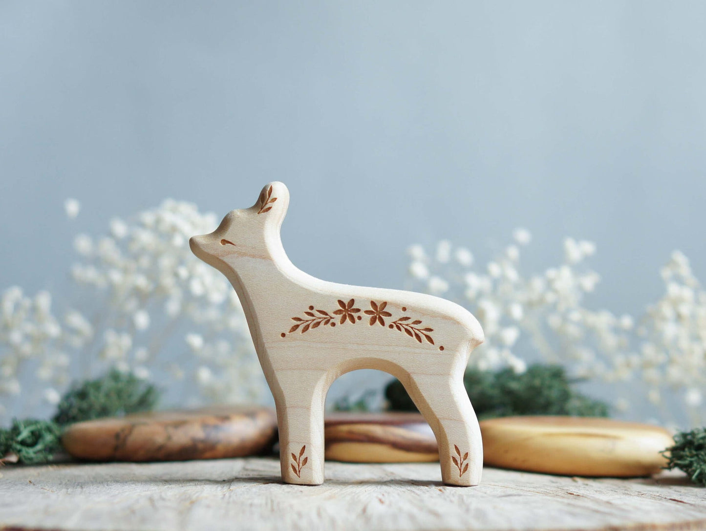 Deer wooden figurine - Forest animals figurines - Wooden figurine nursery decor - Made in the U.S.A