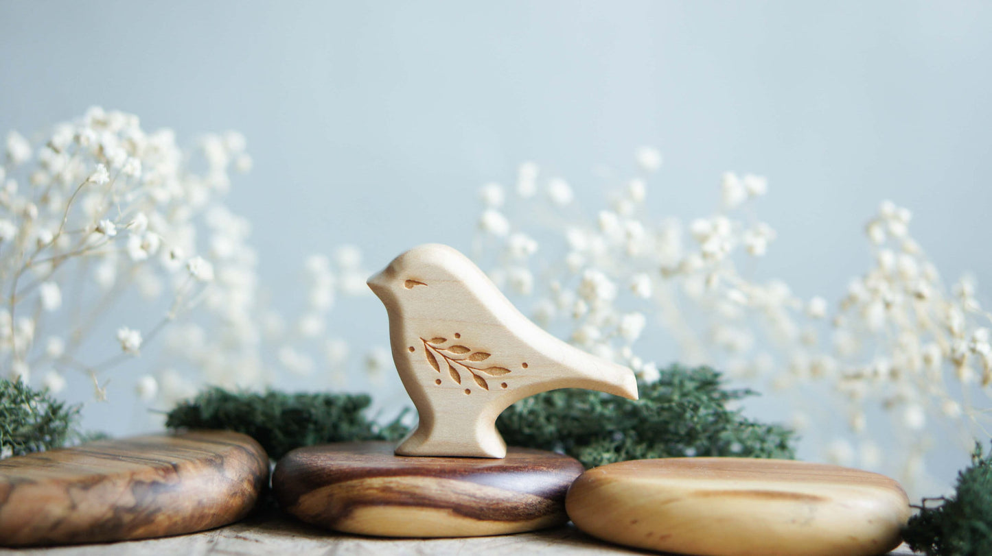 Bird wooden figurine (small size) - Waldorf bird figurine - Wooden figurine nursery decor - Made in the U.S.A