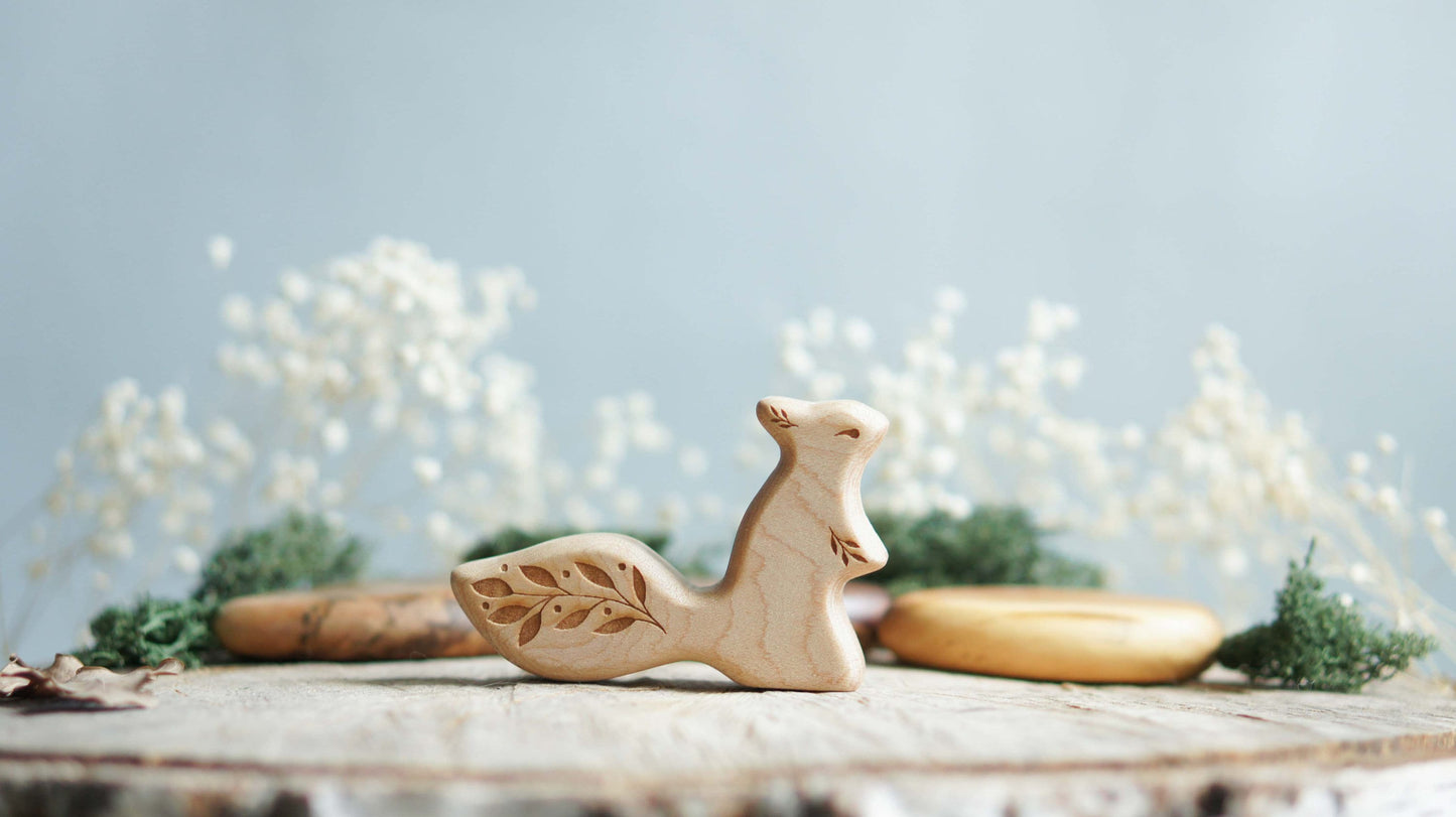 Wooden Squirrel figurine - Wooden figurine nursery decor - Made in the U.S.A