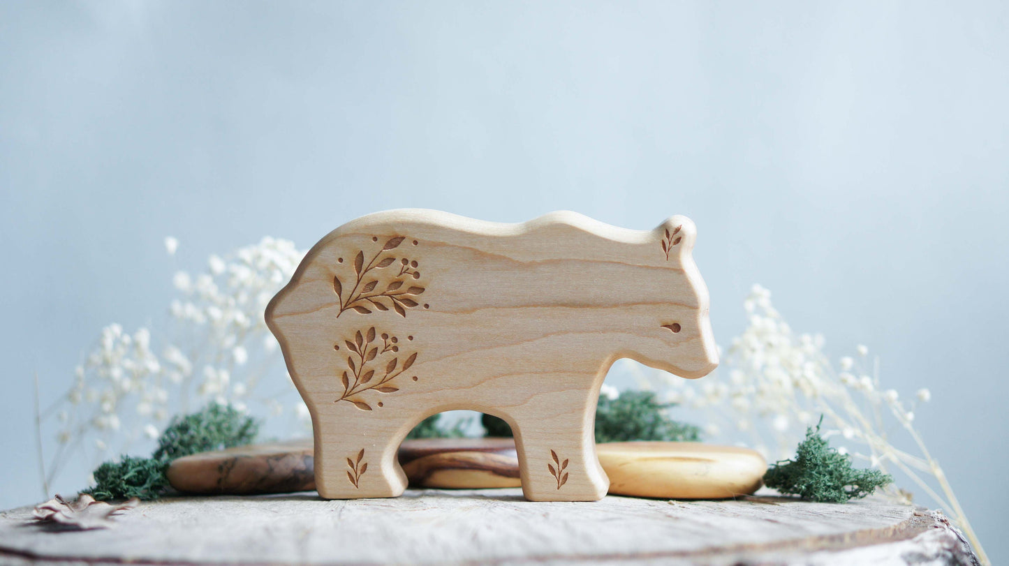 Wooden bear figurine set (4 pcs) - Forest animals figurines set - Wooden figurine nursery decor - Made in the U.S.A