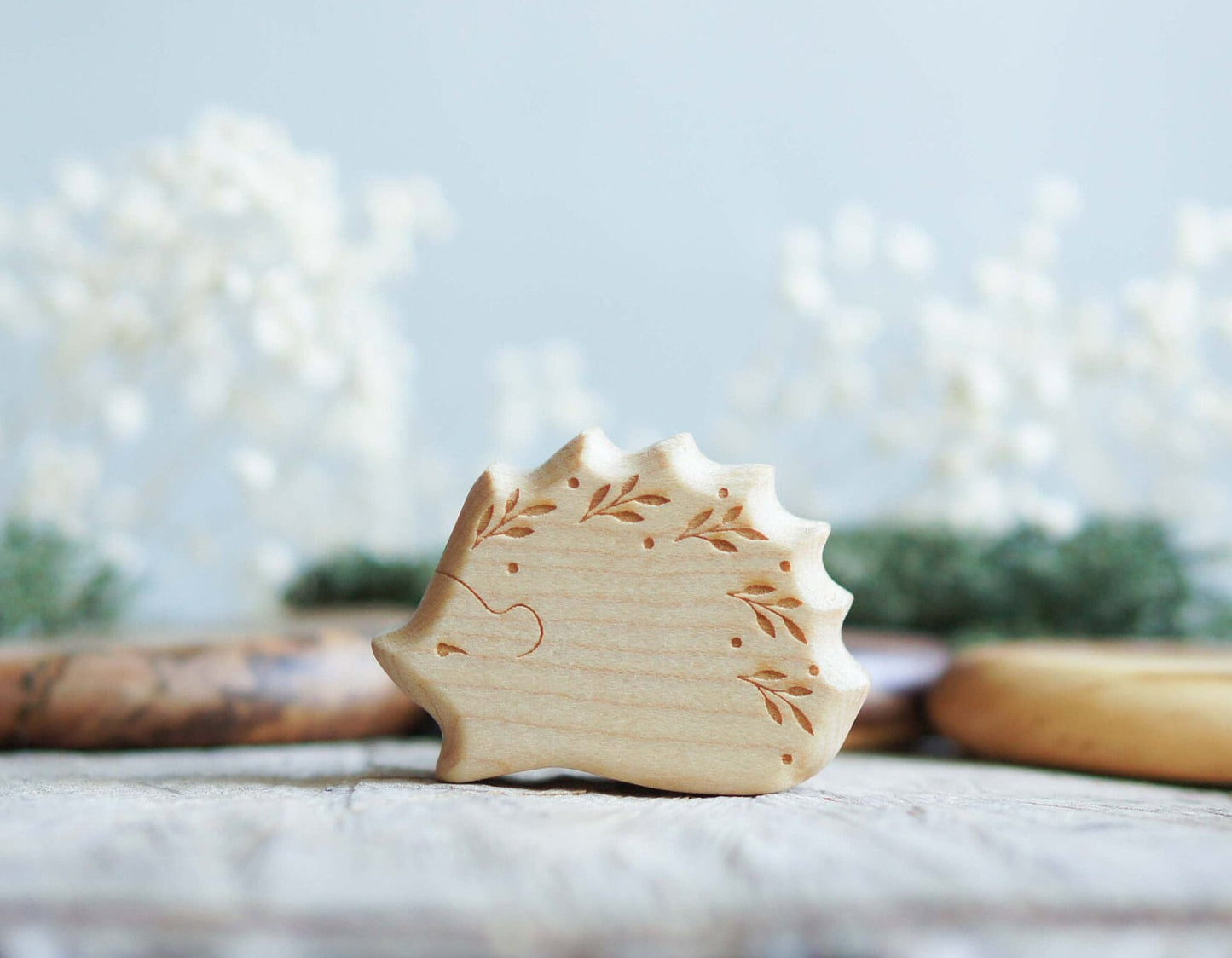 Hedgehog Wooden figurine set (3pcs) - Waldorf wooden figurine - Forest animals figurines - Wooden figurine nursery decor - Made in the U.S.A