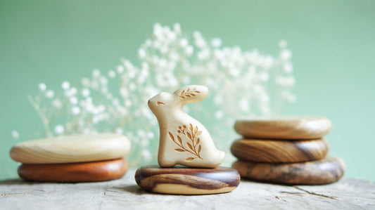 Bunny wooden figurine - wooden rabbit figurine - Wooden figurine nursery decor -  Made in the U.S.A