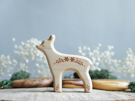 Deer wooden figurine -  Forest animals figurines - Wooden figurine nursery decor - Made in the U.S.A