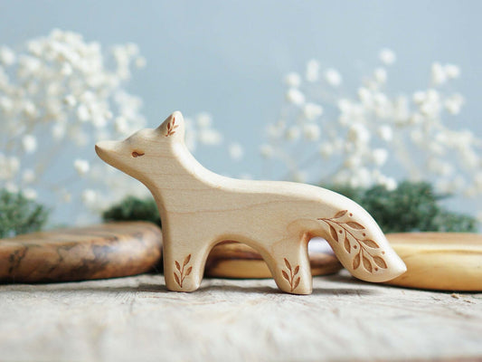 Wooden fox figurine. Wild Forest Animals - Montessori figurine - Wooden figurine nursery decor - Made in the U.S.A