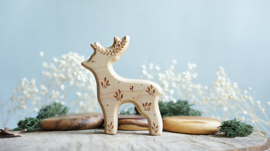 Deer wooden figurine -  Forest animals figurines - Wooden figurine nursery decor - Made in the U.S.A